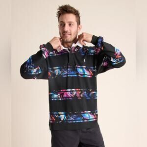 Chubbies NWT Men's The Galactic Odyssey Long Sleeve Rugby Pullover Shirt Small